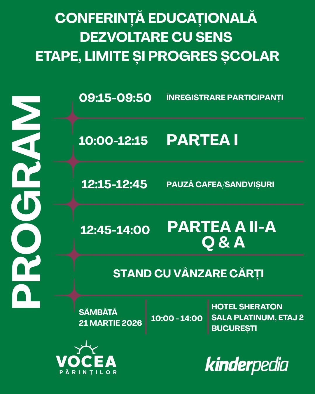 Conferință pentru părinți și profesori - Dezvoltare cu sens - etape, limite și progres școlar